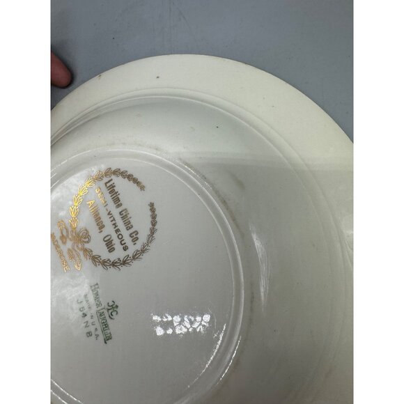 Vintage Walker China Green & White Floral Rimmed Soup Bowls 8" Diameter Set Of 2 - Picture 11 of 14